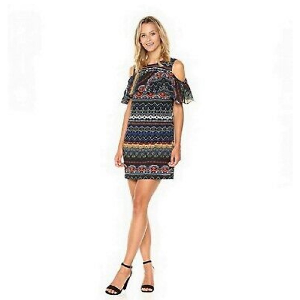 Plenty by Tracy Reese cold shoulder flounce dress 8